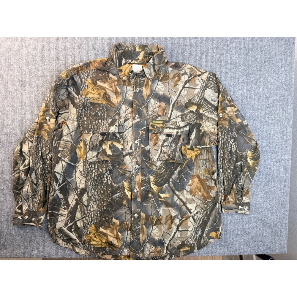 Remington Mens XL Camo Shirt Hardwoods HD Nylon Hunting Tactical Long Sleeve XL